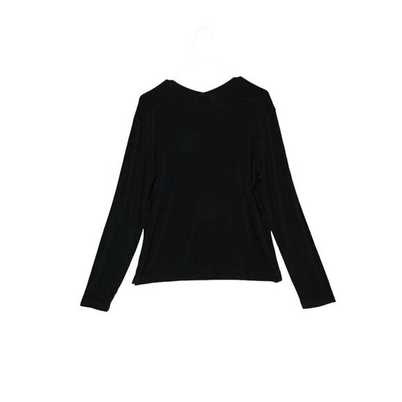 Chico's Travelers Womens Slinky Long Sleeve Blouse Deep V Neck Size 2 (L/12) - Picture 3 of 10